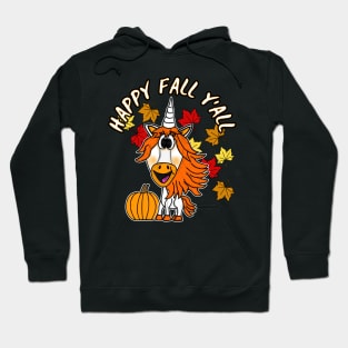 Happy Fall Y'All Unicorn Leaves Pumpkin Autumn Hoodie